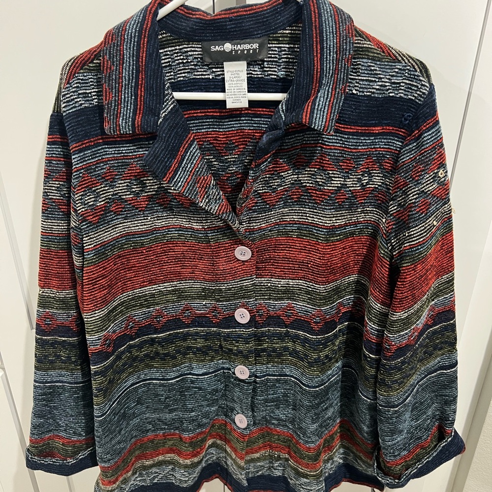 Sag Harbor Striped Button-Up Jacket